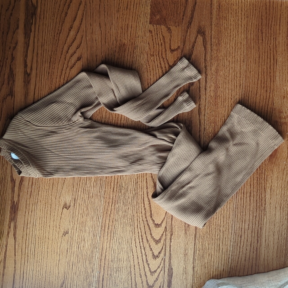 H&M Skims Dupe Ribbed Camel Bodycon Midi Dress